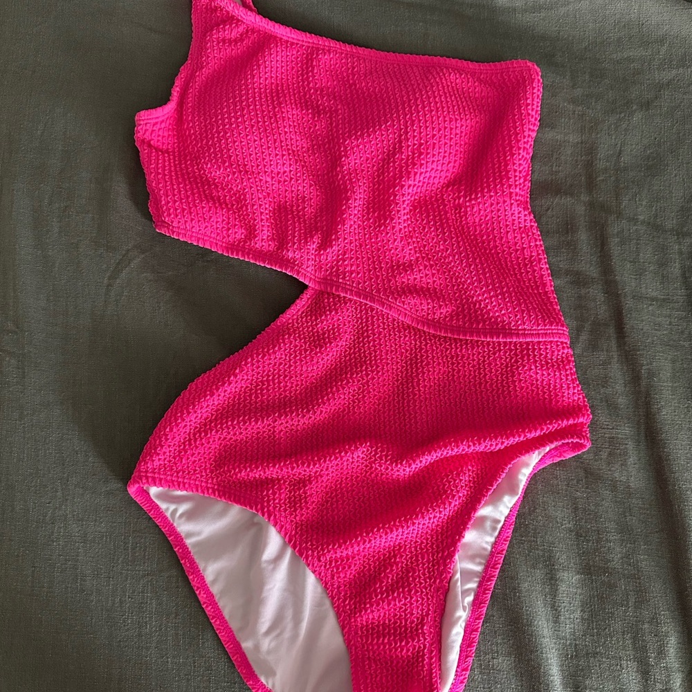 NWOT: Hot Pink One-Shoulder Cutout Swimsuit